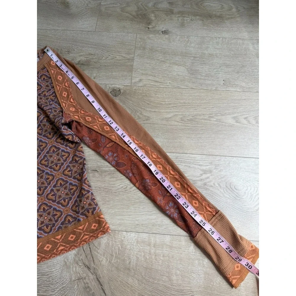 EUC Free People We The Free Geo Bliss Tee printed thermal brown boho size S